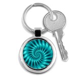 Glossy Turquoise Spiral Fractal  Key Chain (Round)