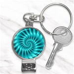 Glossy Turquoise Spiral Fractal  Nail Clippers Key Chain