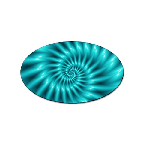 Glossy Turquoise Spiral Fractal  Sticker (Oval) from ArtsNow.com Front