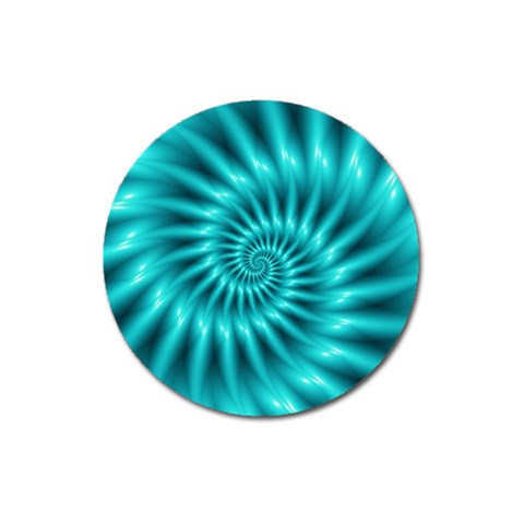 Glossy Turquoise Spiral Fractal  Magnet 3  (Round) from ArtsNow.com Front