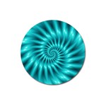 Glossy Turquoise Spiral Fractal  Magnet 3  (Round)