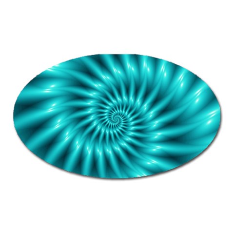 Glossy Turquoise Spiral Fractal  Magnet (Oval) from ArtsNow.com Front