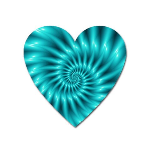 Glossy Turquoise Spiral Fractal  Magnet (Heart) from ArtsNow.com Front