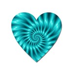 Glossy Turquoise Spiral Fractal  Magnet (Heart)