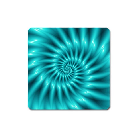 Glossy Turquoise Spiral Fractal  Magnet (Square) from ArtsNow.com Front