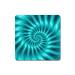 Glossy Turquoise Spiral Fractal  Magnet (Square)