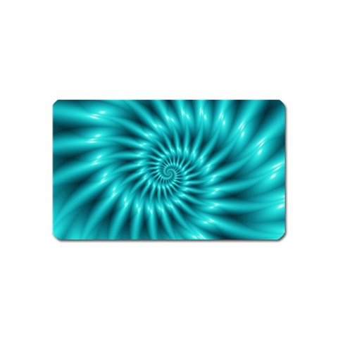 Glossy Turquoise Spiral Fractal  Magnet (Name Card) from ArtsNow.com Front