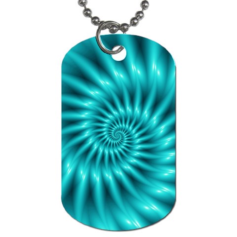 Glossy Turquoise Spiral Fractal  Dog Tag (One Side) from ArtsNow.com Front