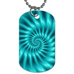 Glossy Turquoise Spiral Fractal  Dog Tag (One Side)