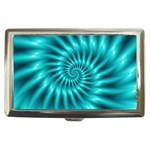 Glossy Turquoise Spiral Fractal  Cigarette Money Case