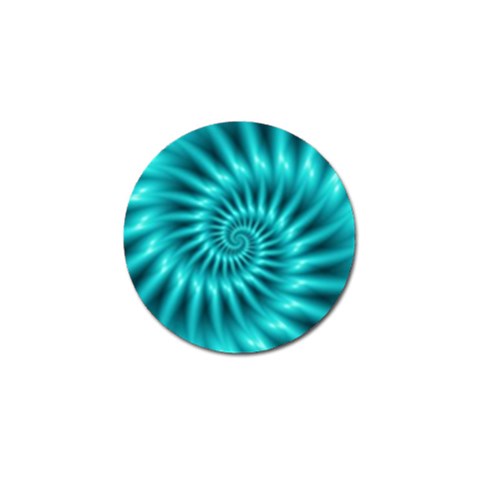 Glossy Turquoise Spiral Fractal  Golf Ball Marker from ArtsNow.com Front