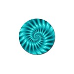 Glossy Turquoise Spiral Fractal  Golf Ball Marker