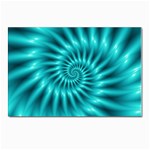 Glossy Turquoise Spiral Fractal  Postcard 4  x 6 