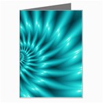 Glossy Turquoise Spiral Fractal  Greeting Card