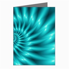 Glossy Turquoise Spiral Fractal  Greeting Cards (Pkg of 8) from ArtsNow.com Left