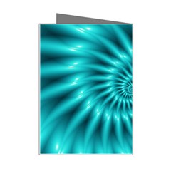 Glossy Turquoise Spiral Fractal  Mini Greeting Card from ArtsNow.com Right