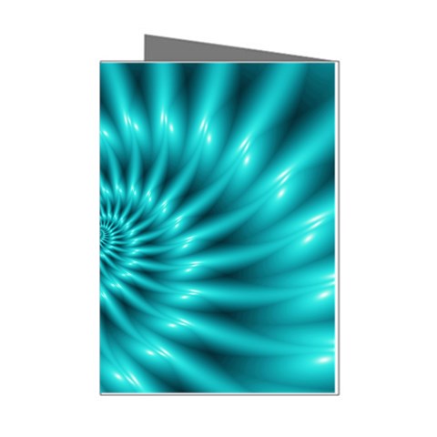 Glossy Turquoise Spiral Fractal  Mini Greeting Cards (Pkg of 8) from ArtsNow.com Left