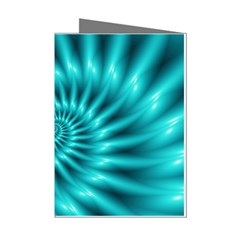 Glossy Turquoise Spiral Fractal  Mini Greeting Cards (Pkg of 8) from ArtsNow.com Left