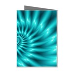 Glossy Turquoise Spiral Fractal  Mini Greeting Cards (Pkg of 8)