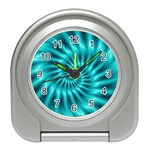 Glossy Turquoise Spiral Fractal  Travel Alarm Clock