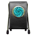 Glossy Turquoise Spiral Fractal  Pen Holder Desk Clock