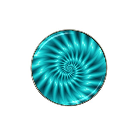 Glossy Turquoise Spiral Fractal  Hat Clip Ball Marker from ArtsNow.com Front