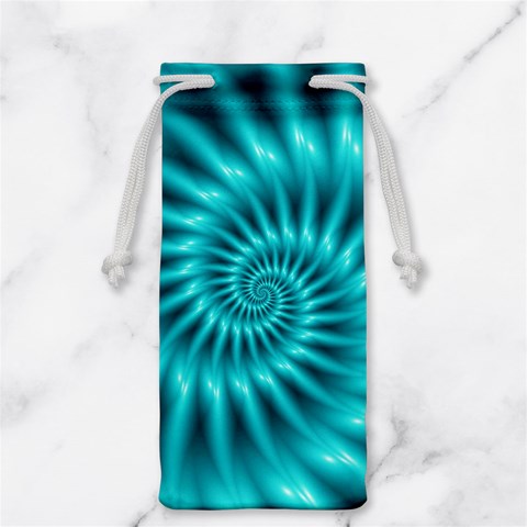 Glossy Turquoise Spiral Fractal  Jewelry Bag from ArtsNow.com Front