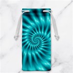 Glossy Turquoise Spiral Fractal  Jewelry Bag