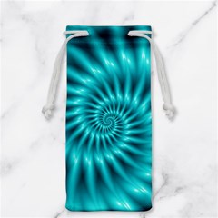 Glossy Turquoise Spiral Fractal  Jewelry Bag from ArtsNow.com Back