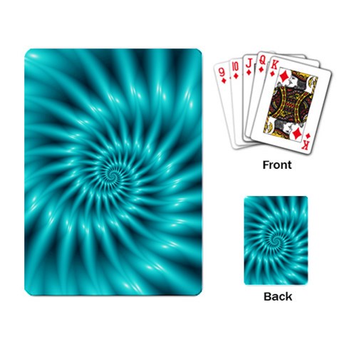 Glossy Turquoise Spiral Fractal  Playing Cards Single Design from ArtsNow.com Back