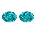 Glossy Turquoise Spiral Fractal  Cufflinks (Oval)