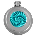 Glossy Turquoise Spiral Fractal  Hip Flask (5 oz)