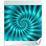 Glossy Turquoise Spiral Fractal  Canvas 8  x 10 