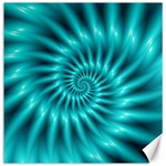 Glossy Turquoise Spiral Fractal  Canvas 12  x 12 