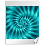 Glossy Turquoise Spiral Fractal  Canvas 12  x 16 