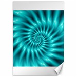 Glossy Turquoise Spiral Fractal  Canvas 12  x 18 