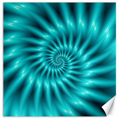 Glossy Turquoise Spiral Fractal  Canvas 16  x 16  from ArtsNow.com 15.2 x15.41  Canvas - 1