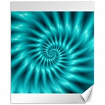 Glossy Turquoise Spiral Fractal  Canvas 16  x 20 