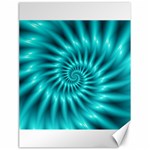 Glossy Turquoise Spiral Fractal  Canvas 18  x 24 