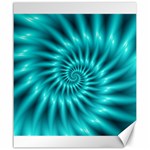 Glossy Turquoise Spiral Fractal  Canvas 20  x 24 