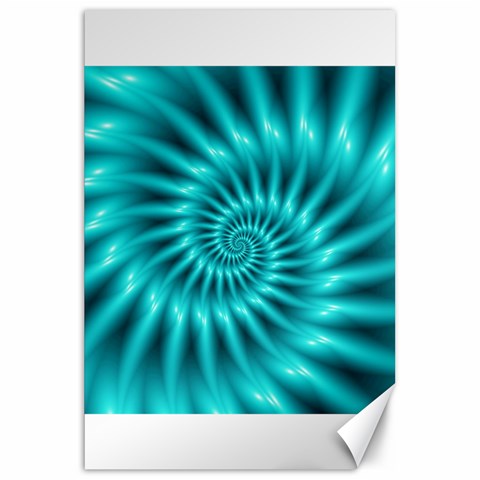 Glossy Turquoise Spiral Fractal  Canvas 20  x 30  from ArtsNow.com 19.62 x28.9  Canvas - 1