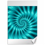 Glossy Turquoise Spiral Fractal  Canvas 20  x 30 