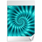 Glossy Turquoise Spiral Fractal  Canvas 24  x 36 