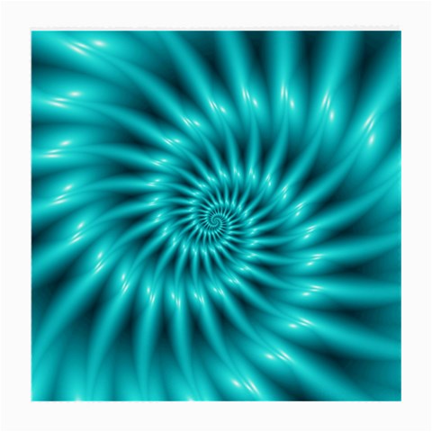 Glossy Turquoise Spiral Fractal  Medium Glasses Cloth from ArtsNow.com Front