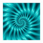 Glossy Turquoise Spiral Fractal  Medium Glasses Cloth