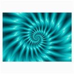 Glossy Turquoise Spiral Fractal  Large Glasses Cloth