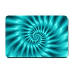 Glossy Turquoise Spiral Fractal  Small Doormat