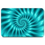 Glossy Turquoise Spiral Fractal  Large Doormat