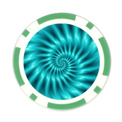 Glossy Turquoise Spiral Fractal  Poker Chip Card Guard from ArtsNow.com Front