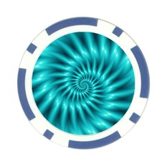 Glossy Turquoise Spiral Fractal  Poker Chip Card Guard from ArtsNow.com Front